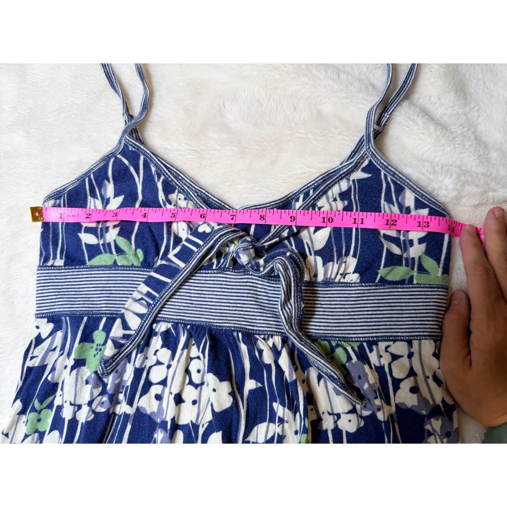 Abercrombie & Fitch Dress Women S Blue Floral Y2K Tiered Ruffle Cotton Mini - Picture 7 of 8
